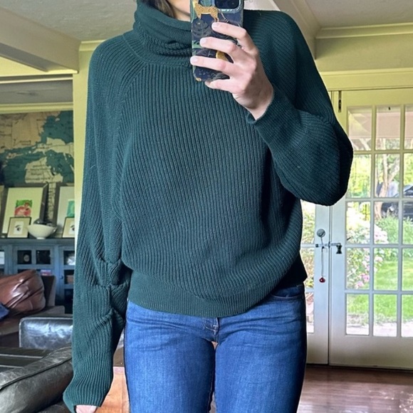 Cabi 100% Cotton Dark Green Shaker knit oversized sweater Small - Picture 6 of 8